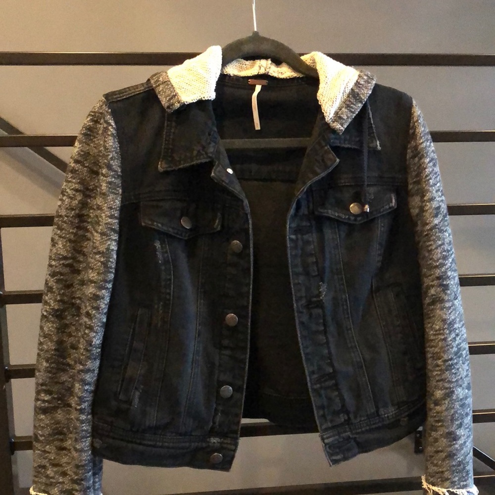 Free people black denim jacket